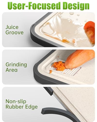 Washour Titanium Cutting Boards for Kitchen, Non Toxic 2-in-1 Cutting Board Double Sided, Food Grade Chopping Boards for Fresh Meat Vegetable, Easy to Clean Large Size 16”×11” 6