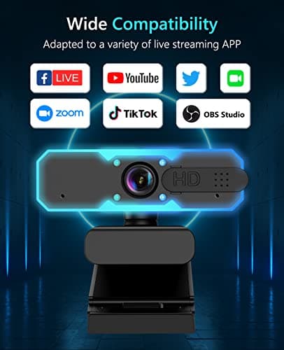 NBPOWER 1080P 60FPS Streaming Camera Webcam with Microphone and Fill RGB Light,Autofocus,Work with Laptop/Desktop Computer/Winsdows/Mac OS/PC Computer for Camera 6