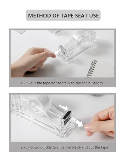 XUENIN 2-Piece Acrylic Tape Dispenser Desk - Durable, Stylish, and Versatile for Home, Office, or School - Fits Standard Tape Rolls - Desktop Convenience for Easy Organization（Silvery） 8
