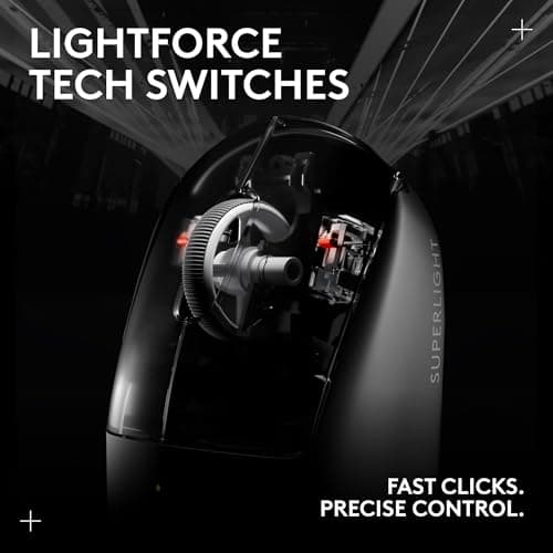 Logitech G PRO X Superlight 2 Wireless Gaming Mouse, 60g Pro-Grade with 5 Programmable Buttons, 44k DPI Sensor, 8kHz Report Rate, USB-C Charging for PC/Mac - Black 5