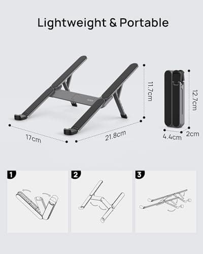 SODI [Ultra Compact] Foldable & Portable Laptop Stand for Desk, Lightweight Tablet Stand for Business Travel, Library, Cafe, 6 Level Height Ergonomic Aluminum Computer Holder for 10-16" Laptops 8