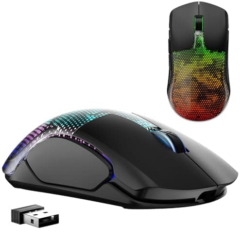 FFJ Master02 Wireless Gaming Mouse, 12000 DPI, Tri-Mode 2.4G/USB-C/Bluetooth 5.3 Gaming Mouse, Python Skin Texture RGB Backlit, 6 Programmable Buttons, 75Hr Battery Life for PC, Mac, PS5, XBOX - Black