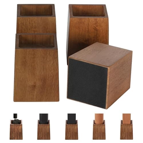 TQVAI Bed Risers Heavy Duty, Support 2200 lbs, 1-in Deep Anti-Fall Edge, 4 Pack Wooden Furniture Bed Lifts Risers with Non-Slip Pads for King Queen Twin Full Size Frame, Retro Brown, 5" H(Inner 4" H)