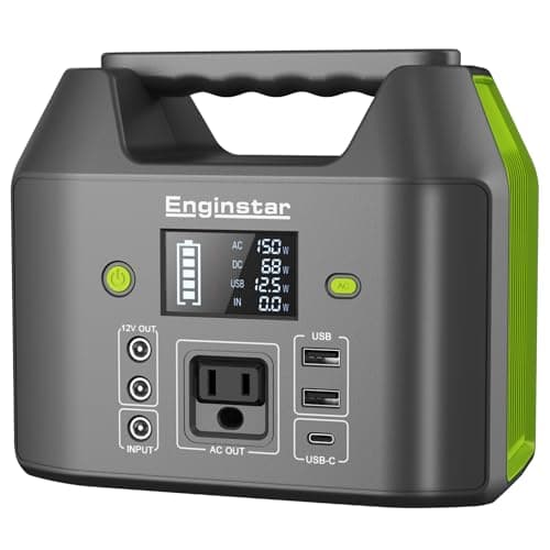 EnginStar 155Wh Power Bank 150Wh Portable Power Station 110v Battery Pack 6 Outputs w/AC Outlet LED Light for Outdoor Camping Road Trip Emergency