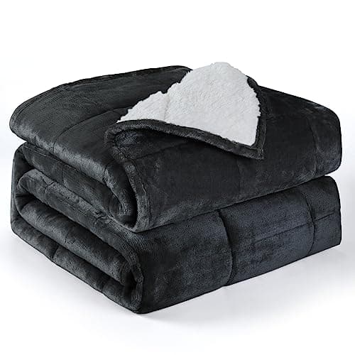 Alomidds Weighted Blanket Queen Size 15lbs 60x80 inches,Soft Plush Fleece Throw Weighted Blankets with Cozy Warm Sherpa,Ultra Fuzzy Heavy Blanket Microfiberfor Sofa Bed, Dark Grey