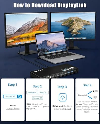 WAVLINK Pro Dual 4K@60Hz Universal Docking Station | USB 3.0/USB-C Laptop Dock for Mac & Windows | 2 HDMI/DP Monitors, Gigabit Ethernet, 6 USB 3.0 | Home Office & Multi-Screen Productivity. 8