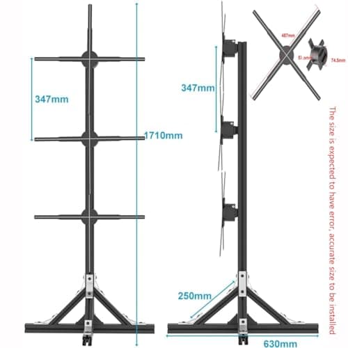 XQZMZSCP 3D Hologram Fan,50CM 3D Hologram Projector Advertising Display,1X3 Video Wall for Human Size 3D LED Hologram Fan Display 6