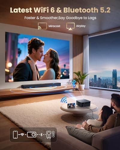 【Official Google TV/4K Supported 】Smart Projector with WiFi & Bluetooth, Outdoor & Home TV Movie Projectors with Voice Control,Auto Focus & Keystone,Compatible with Netflix Proyector WiMiUS K13 Black 6
