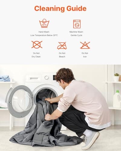 VEVOR Weighted Blanket 60 x 80 inch - Queen Size, 25 lbs Heavy Blanket with Cooling Glass Beads, Soft & Breathable for All-Season Use, Suitable for Adults 250–310 lbs, Ideal Gift Choice (Grey) 6