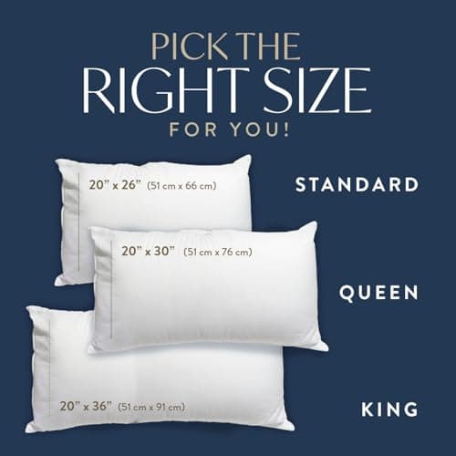 Digital Decor 100% Cotton Luxury Hotel Pillows Standard Size Set of 2, Cooling Down Alternative Bed Pillows for Sleeping, Hypoallergenic Soft Pillows for Side & Back Sleepers, Made in USA, 26" x 20" 5