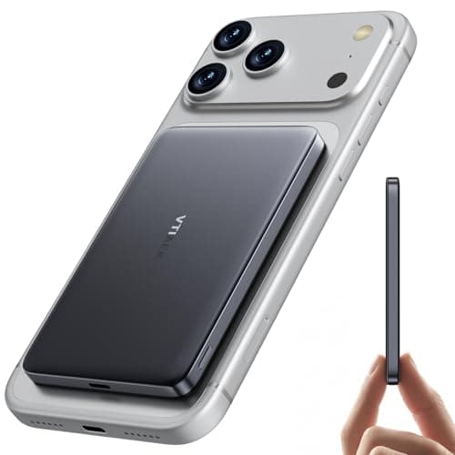 [0.3" Ultra Slim] [Alloy-Made] [Credit Card] Magsafe Portable Charger for iPhone, 2026 Upgrade 5000mAh Fast Charging Magnetic Power Bank, Wireless Battery Pack for iPhone 17 Air 16 15 Pro Max 14 13