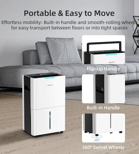 5000 Sq. Ft Dehumidifiers for Home and Basement, 52 Pint/Day Dehumidifier with Drain Hose, 3 Modes, 24H Timer, Auto Defrost, Child Lock, for Bedroom, Garage, RV, Large Room, Humid Summer, Rainy Season 7