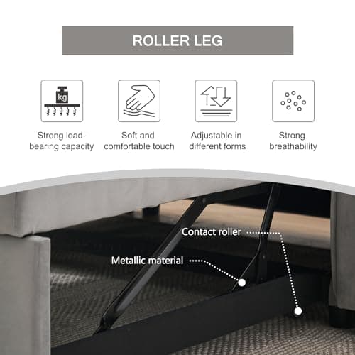 FENFSHE 3-in-1 Loveseat Sleeper Sofa, Modern 55.5" Pull Out Couch, Velvet Upholstered Futon Sofa Bed with Adjustable Backrest, Convertible Sofa Bed with Storage Pockets for Living Room(Light Grey) 7