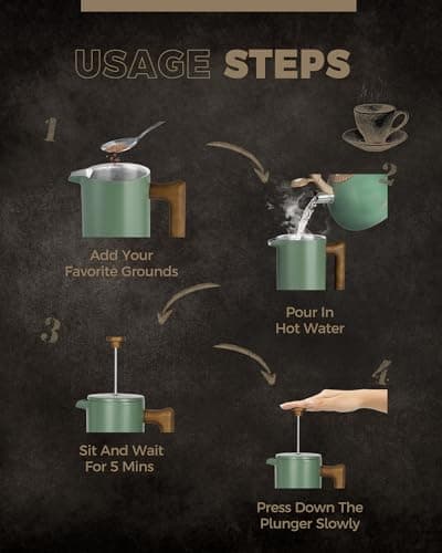 POLIVIAR French Press Coffee Maker, 34 oz Coffee Press with Real Wood Handle, Double Wall Insulation & Dual-Filter Screen, Food Grade Stainless Steel for Good Coffe and Tea (Flatland) 8