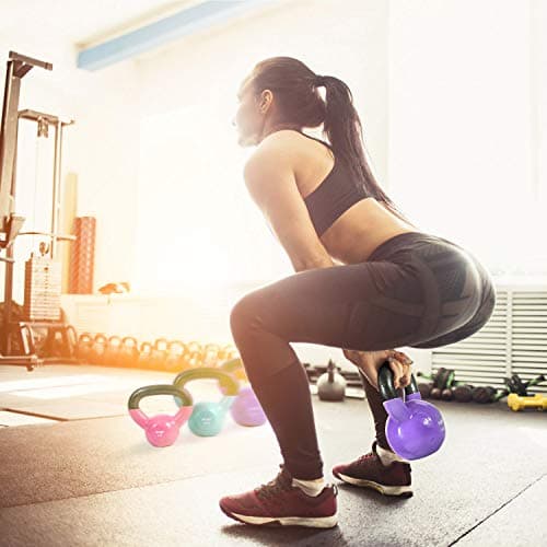 Yes4All Kettlebell, Vinyl Coated Cast Iron Kettlebell Sets 5, 10 & 15lbs for Weights Exercises, Full Body Workout, Push Up, Grip Strength & Strength Training - Multicolor 5