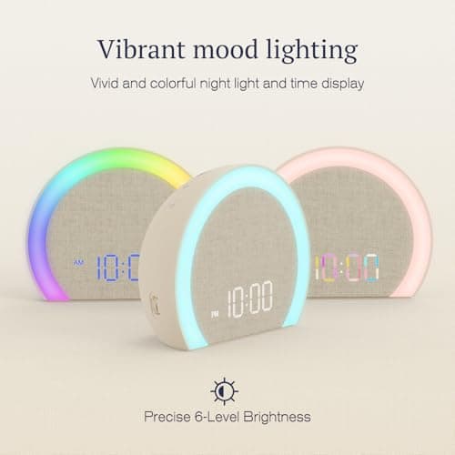 ANJANK Extra Loud Alarm Clock with Wireless Bed Shaker, Vibrating Dual Alarm with Light Wake Up for Heavy Sleepers & Hearing Impaired, 9-Color Night Light, 8 Sounds, 0-100% Dimmer, USB Charger 7