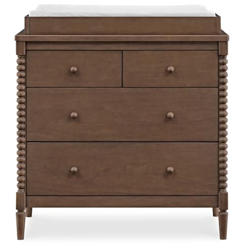 Delta Children Saint 4 Drawer Dresser with Changing Top and Interlocking Drawers, Teak Brown 9