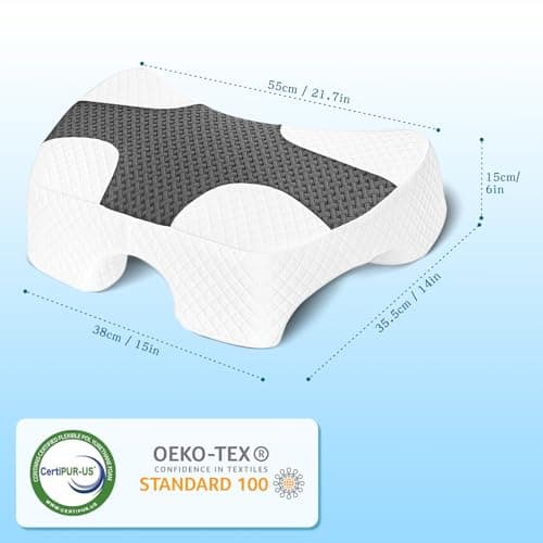 Eliteguard Side Sleeper Pillow with Arm Hole, Shoulder Relief System, Arm Pillow for Neck and Shoulder Pain, Premium Memory Foam, Suitable for Side, Back and Stomach Sleepers - Grey 7