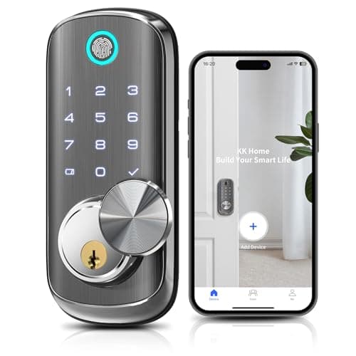 Keyless Entry Smart Door Lock - TEEHO TE217 Fingerprint WiFi Keypad Deadbolt for Front Door, Built-in Wi-Fi Smart Deadbolt, APP Remote Control, BHMA Grade B, IP65 Weatherproof