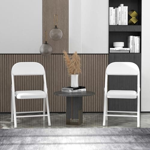 Molylain 2 Pack White Folding Chairs with Padded Cushion, Portable Stackable Foldable Chair for Indoor Outdoor, Commercial Seat with Metal Frame for Home Office Events Wedding Party (2, White) 6