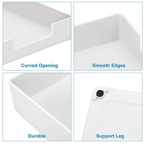 izBuy Letter-Size Tray Desk Letter Tray Paper Tray - Single-Tier Plastic(1-Pcs) Stackable Desktop Organizer Paper Holder Front-Load Documents Tray for Office Supplies File, White 7