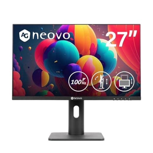 AG Neovo MH2703 27 inch Monitor Adjustable Height, Rotate, Swivel,100Hz, TUV Eyesafe, FHD 1080p, VGA, HDMI, and DisplayPort