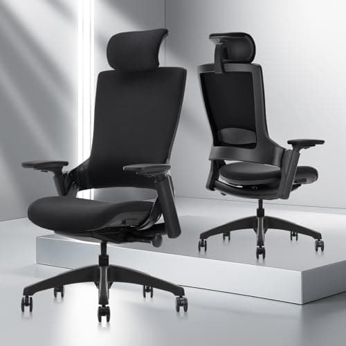 CLATINA Ergonomic High Swivel Executive Chair with Adjustable Height Head 3D Arm Rest Lumbar Support and Upholstered Back for Home Office Black 2