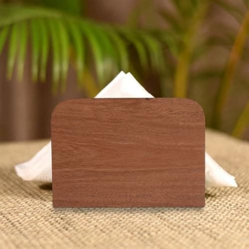 SHAFA IMPEX Acacia Wood Napkin Holder for Table, Wooden Napkin Holders for Kitchen, Standing Napkin Dispenser for Kitchen Dining Room Party Use, Kitchen Table Decor (Acacia 5.5"D x 2.5"W x 4"H) 6