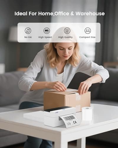 vretti Shipping Label Printer - Bluetooth Thermal Label Printer for Shipping Packages & Small Business, Thermal 4x6 Compatible with iPhone Android Window Mac USPS 6