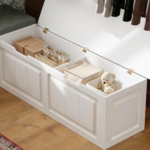 TAMUNE L Shape Storage Bench, Kitchen Breakfast Nook Bench, Backless Corner Bench Nook with Storage, Shoe Benches with Cushion for Entryway Cloakroom, White and Grey, 63”D x 63”W x 18.3”H 6