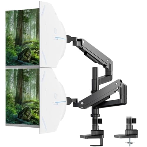 PUTORSEN 17-49 inch Premium Aluminum Heavy Duty Dual Monitor Arm for Ultrawide Screens up to 44lbs, Vertical Stacked Dual Monitor Desk Mount, Full Motion Dual Vertical Monitor Mount, VESA 75/100,Black 9