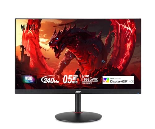 Monitor Acer Nitro 27" WQHD 2560 x 1440 PC Gaming IPS AMD FreeSync Premium | Up to 240Hz Refresh | Up to 0.5ms | DisplayHDR 400 | sRGB 99% | 1 x Display Port 1.4 & 2 x HDMI 2.1 | XV272U W2bmiiprx