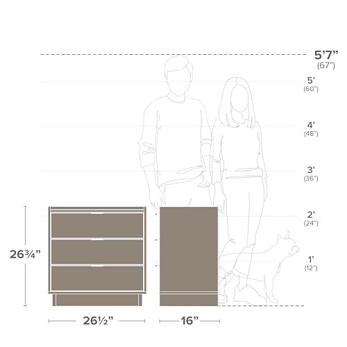 Prepac Simply Modern Nightstand Bedside Table, Black Nightstand for Bedroom, End Table with 3 Drawers 26.5" W x 26.75" H x 16" D 9