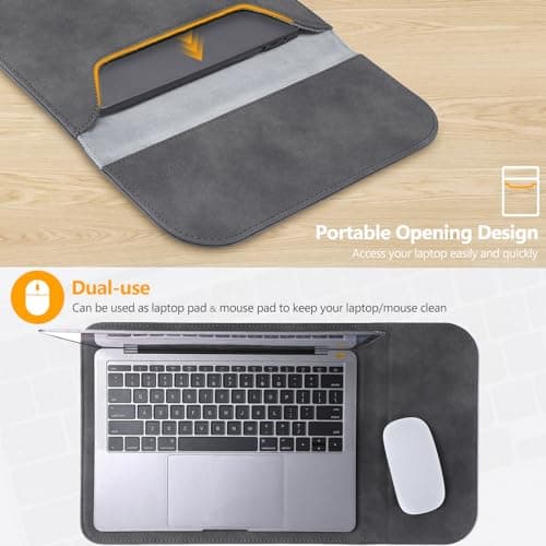 HYZUO 15 Inch Laptop Sleeve Compatible with MacBook Air 15.3/15 M3/M2 A3114 A2941 2023-2024, 15-inch Surface Laptop 7/6/5/4/3, MacBook Pro 15 A1990 A1707 2016-2019, Faux Suede Leather Case, Space Gray 5
