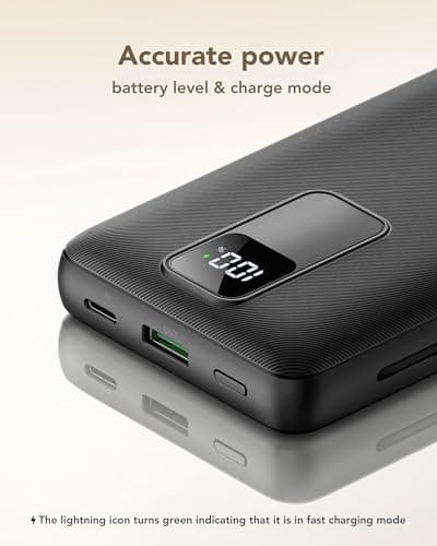 charmast Portable Charger 20000mAh with Wall Plug, Fast Charging Power Bank USB C, 20W PD Battery Pack with Built-in Cables Travel Essential for iPhone 16/15/14, Samsung, iPad More Devices (Black) 7