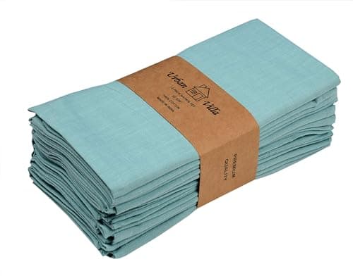 Urban Villa Cloth Napkins Aqua Dinner Napkins Set of 12 (20X20) 100% Cotton Absorbent Washable Durable Reusable Cloth Napkins Ideal for Easter Decorations Hotel Collection Farmhouse Parties Napkins 9