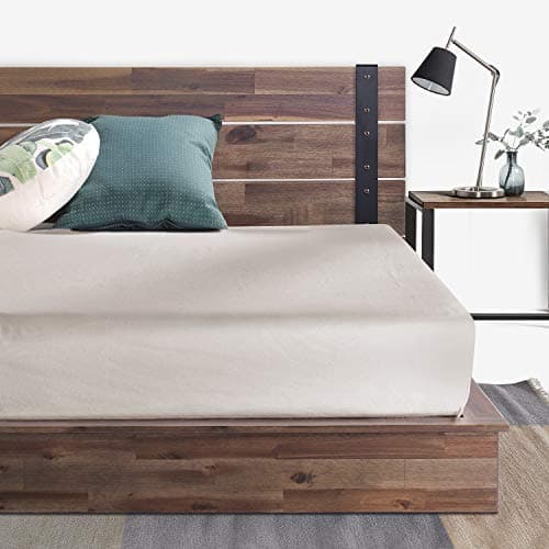 Zinus Brock Metal and Wood Platform Bed Frame, Solid Acaciawood Mattress Foundation, No Box Spring Needed, Easy Assembly, Queen