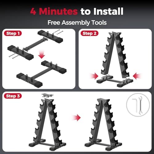 AKYEN A-Frame Dumbbell Rack Stand Only, Weight Rack for Dumbbells Compact Home Gym Space Saver, 480LBS Weight Capacity 9