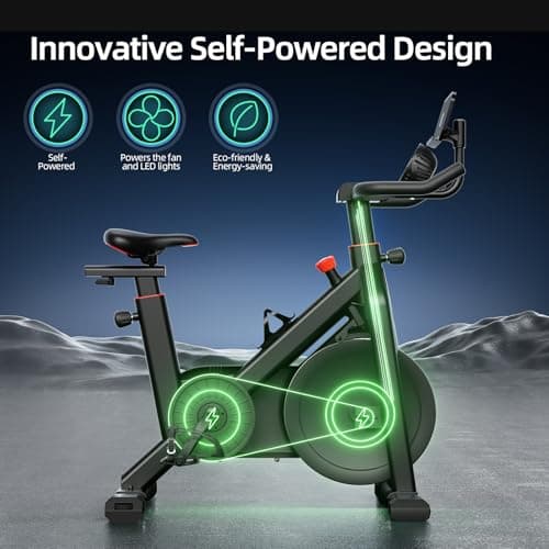 YESOUL Exercise Bike for Home, Self Powered Fan Stationary Bike with Dynamic LED Light Effects, Pro Livestreaming Classes, Smart Exclusive App, 300 LBS Magnetic Resistance Indoor Stationary Cycling Workout Bike for Home 5