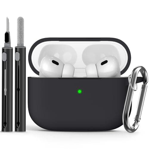 Ljusmicker for AirPods Pro Case Cover with Cleaner Kit,Soft Silicone Protective Cover for Apple AirPod Pro 2nd/1st Generation Case for Women Men,AirPods Pro 2/Pro Case Accessories with Keychain-Black