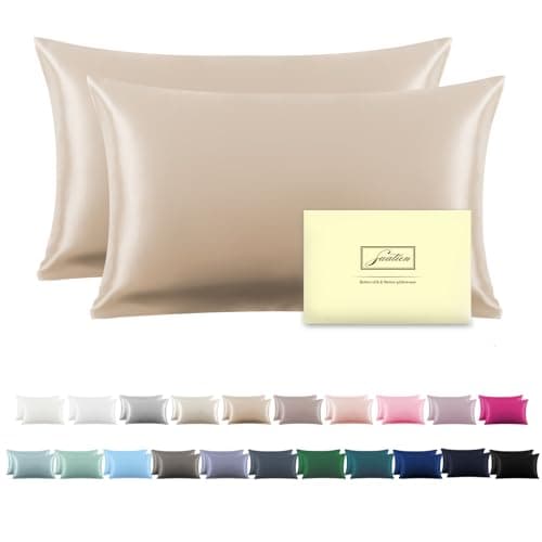 Silk Pillowcase for Hair and Skin,Soft,Breathable and Sliky 100% Standard Size Pillow Cases Set of 2,Both Sides Natural Mulberry Silk Pillowcases with Hidden Zipper(Standard Size 20"X 26",2pcs)