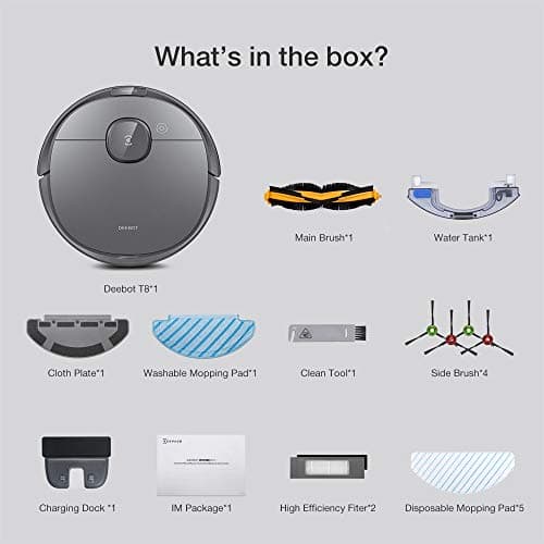Ecovacs Deebot T8 Robot Vacuum and Mop Cleaner, Precise Laser Navigation, Multi-floor Mapping, Intelligent Object Avoidance, Full-customize clean, No-go and No-mop Zones, Auto-empty Station Compatible 7