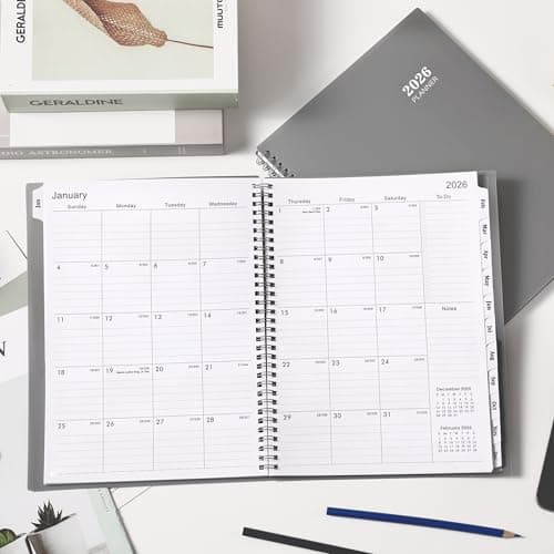 2026 Planner - 2026 Weekly and Monthly Planner, 9” × 11”, from JAN. 2026 to DEC. 2026, Inner Pocket, Premium Paper, Twin-wire Binding, Make Life Productive - Gray 7