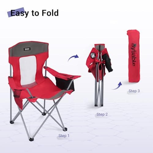 Camping Chairs Portable Folding Lightweight Outdoor Lawn Chair for Adults with Cooler Bag, Cup Holder and Side Pocket for Camping, Beach, Sports, Hiking, Fishing 6