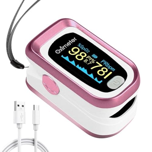 TYNDALL Pulse Oximeter Rechargeable, Oximeter Finger with Pulse and Oxygen, Oxygen Monitor Fingertip, Heart Rate Monitor Finger, Oximetry for Sports Aviation Use Only (Pink)