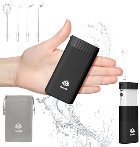 Portable Water Flosser for Teeth,Travel Water Flosser Picks,Mini Cordless Oral Irrigator Rechargeable Power Dental with Telescopic Water Tank, IPX7 Wateroproof for Brace & Sensitive Teeth Care,Black