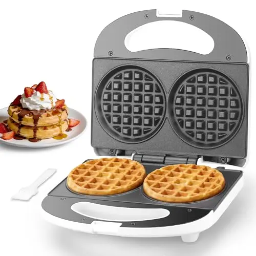 SugarWhisk Double Mini Waffle Maker Machine, Chaffle Maker, Waflera Electrica, Small Waffle Iron for Waffles, Keto Chaffles, Hash Browns, Cookies, 4 Inch