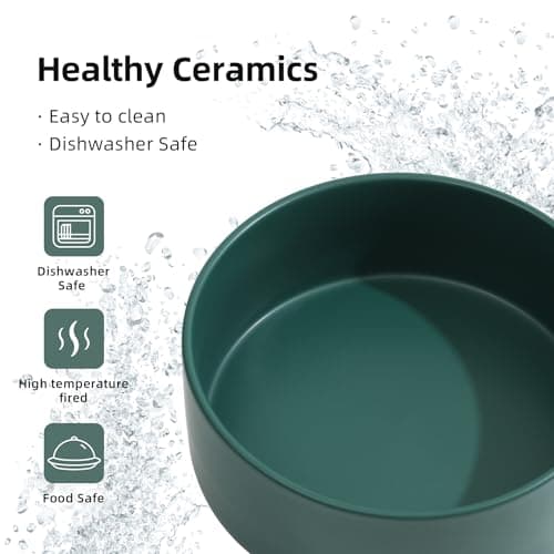 Havniva Non-Slip 8.2inch Ceramic Dog Food and Water Bowl for Large Breed Dogs, Pet Bowl for Replacement (Single Bowl, Green) 5