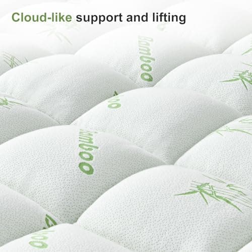 SurChic Queen Size Mattress Topper Viscose Derived from Bamboo, Soft Thick Pillow Top Mattress Pad Cover for Back Pain, Cooling Mattress Protector with 8-21 Inch Deep Pocket, White 8