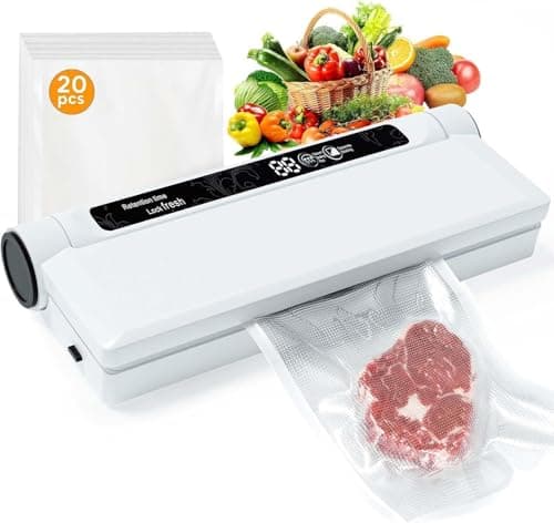 75kpa Food Vacuum Sealer with LED Indicator Light, Dry/Wet Modes, with 20 Vacuum Bags